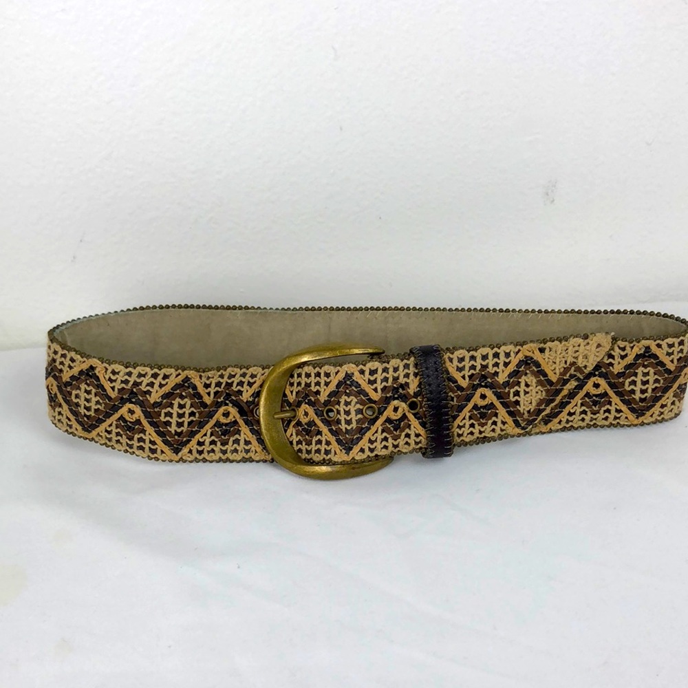 Woven Pattern Leather Belt